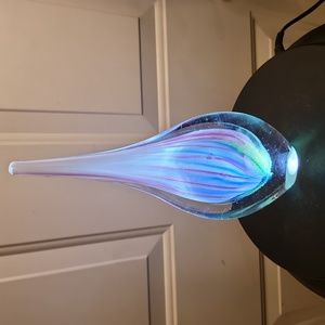 Art Glass Teardrop Sculpture Vintage 10 5/8"